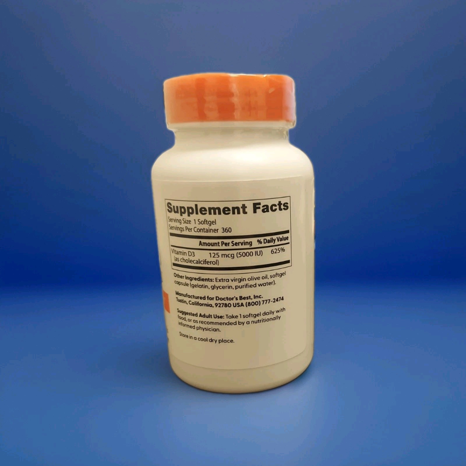 Doctor’s Best Vitamin D3 5000 IU 125 mcg 360 Softgels Exp 06/2027