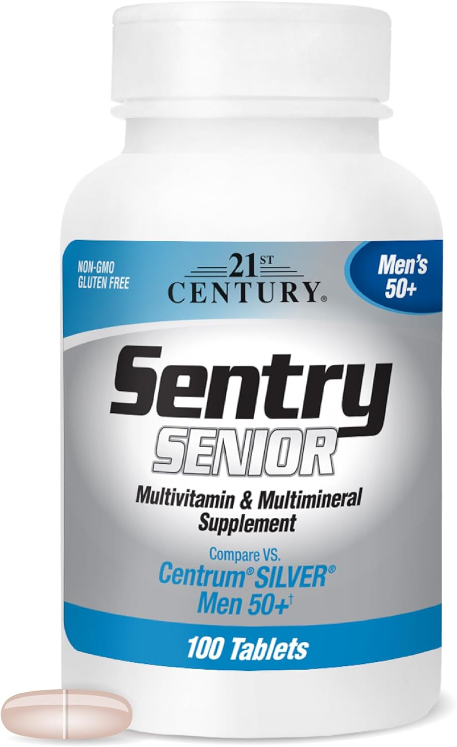 Sentry Senior Men 50Plus Tablets, White Unscented 100 Count