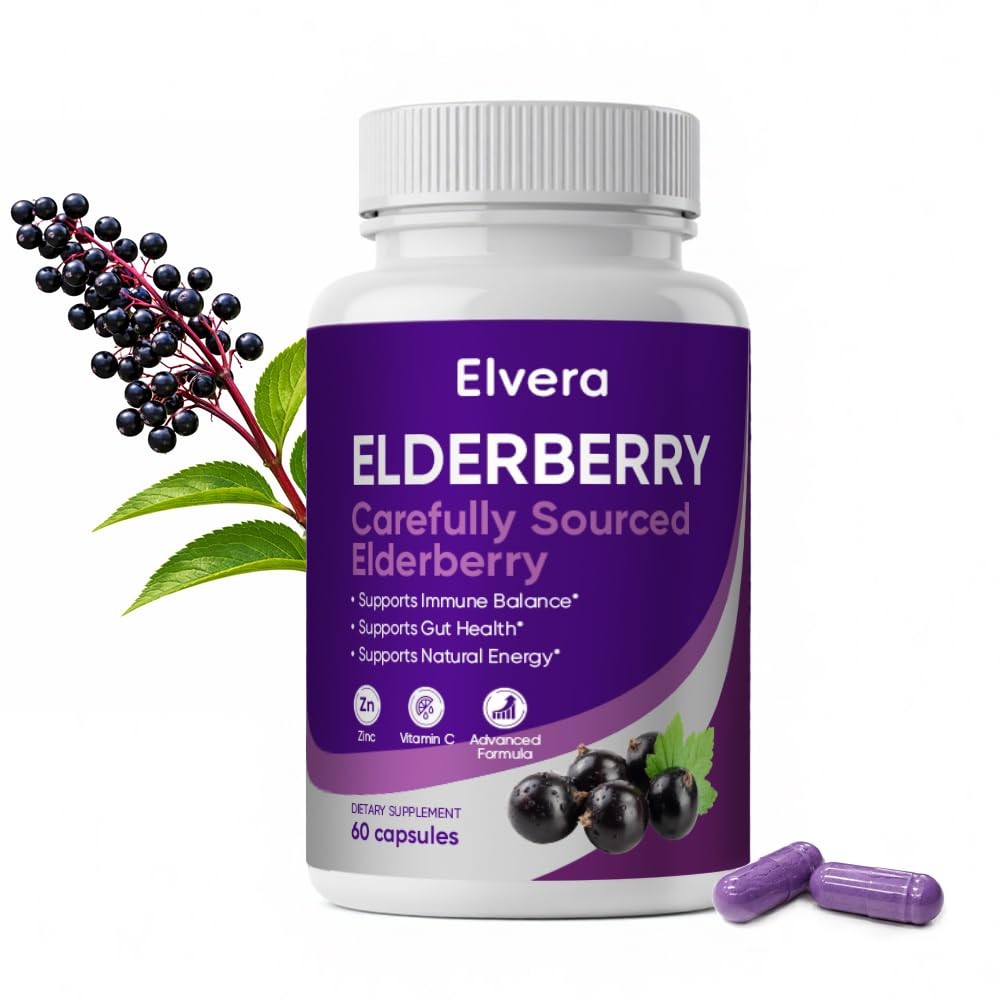 Uozxil Elvera Elderberry Elvera Gut Support Complex1200 Mg Sambucus Elderberry