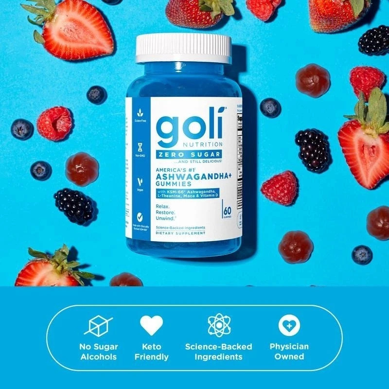 Goli Nutrition Ashwagandha Gummies Supplement Mixed Berry KSM-66