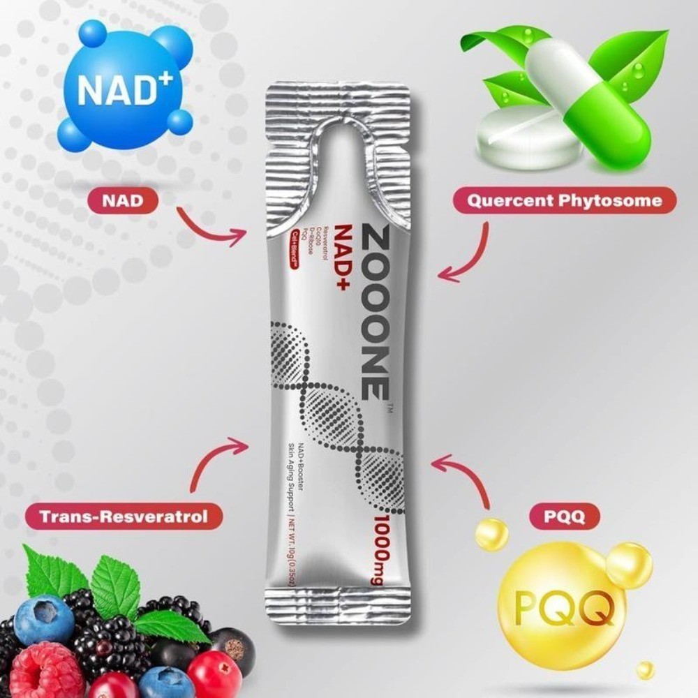 Men & Women, NAD+ 1000mg Liquid for Cellular Energy Support, NR & Resveratrol
