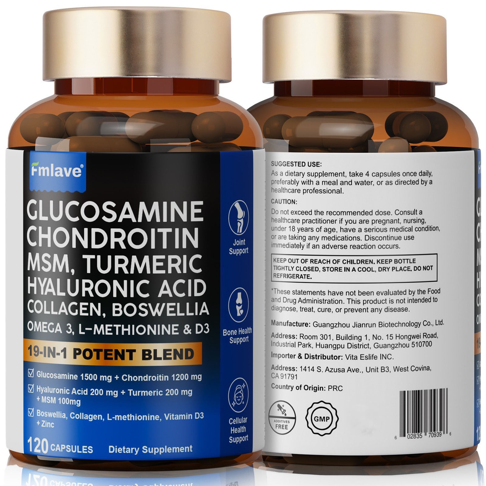 Triple Strength Pain Relief Supplement, Joint Support Glucosamine, Turmeric, MSM