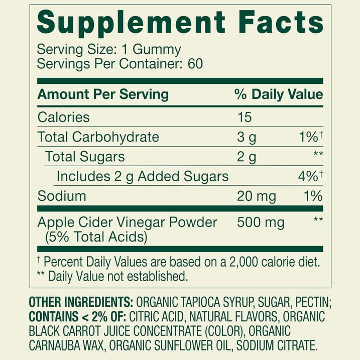 Spring Valley Apple Cider Vinegar Gummies Non GMO 500 mg 60 Count