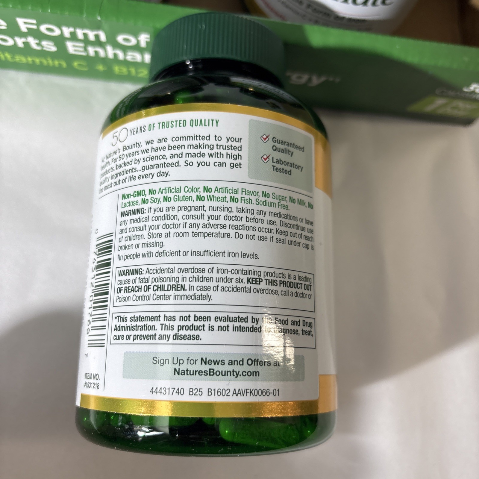 Nature’s Bounty Iron Glycinate 300 Count EXP 2/2028