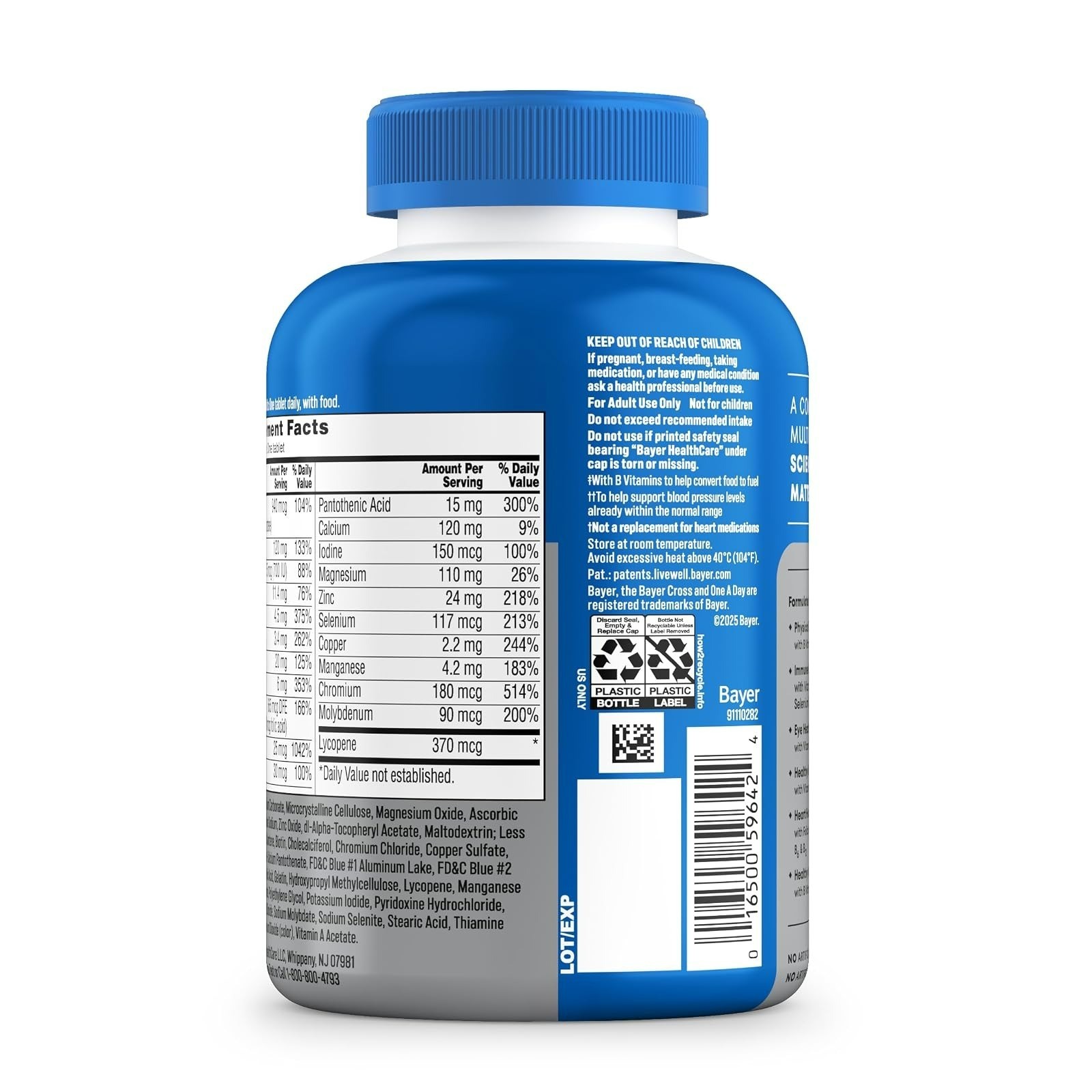 One A Day Men’s 50+ Multivitamin Tablets, 200 Count, Heart Health Support
