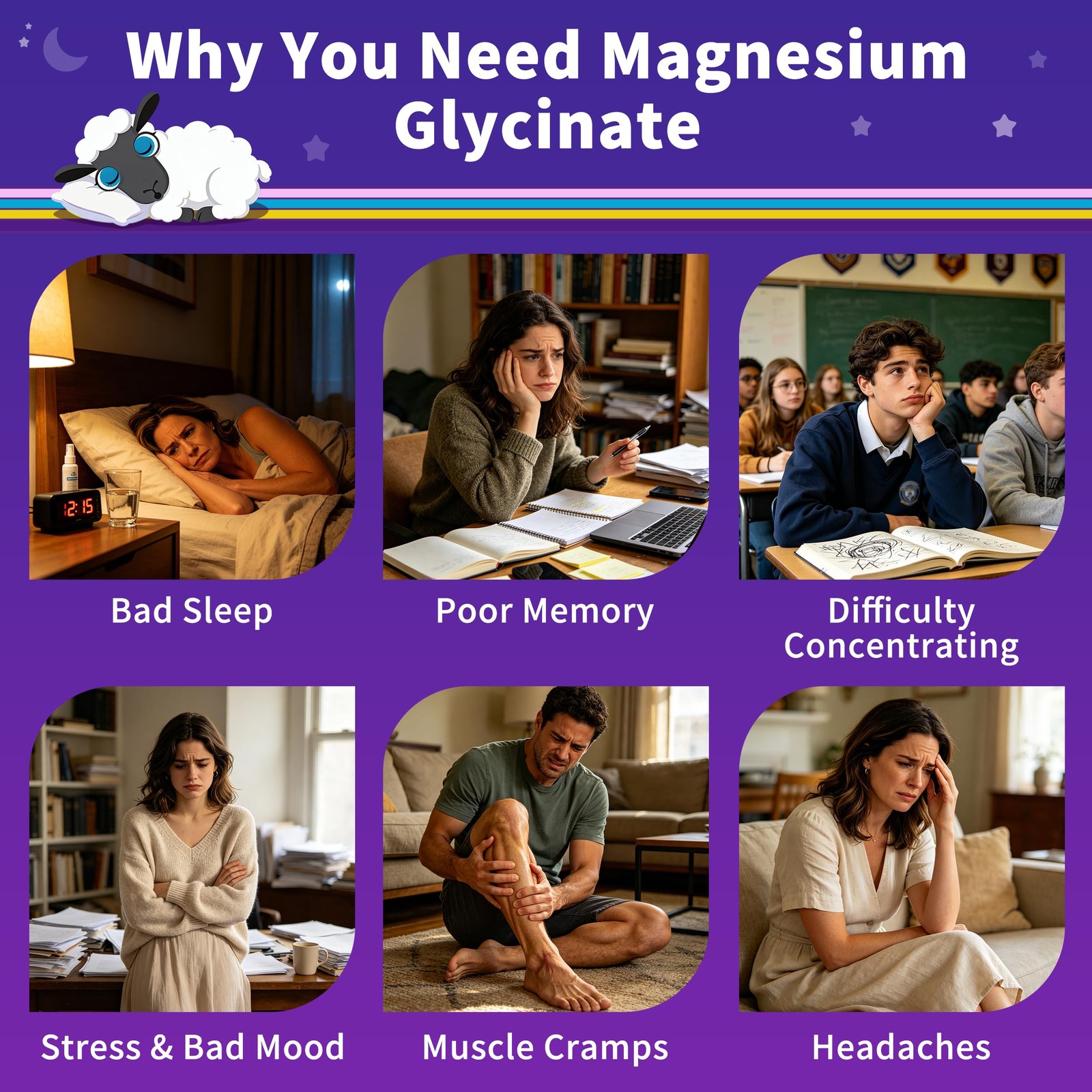 （2 Packs） Magnesium Glycinate 500mg with Zinc Gummies, 60 Count (Pack of 2)
