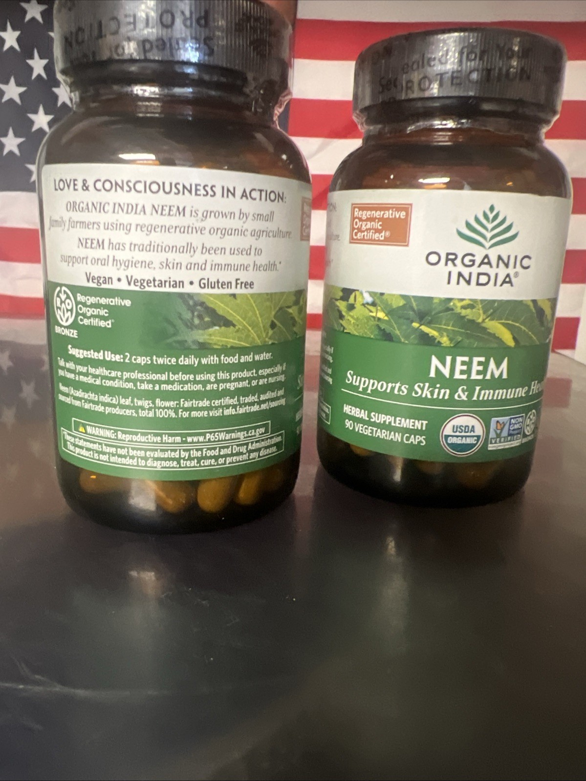 Organic India Organic Neem 90 Veg Caps Gluten-Free Exp 10/27 2 Pack