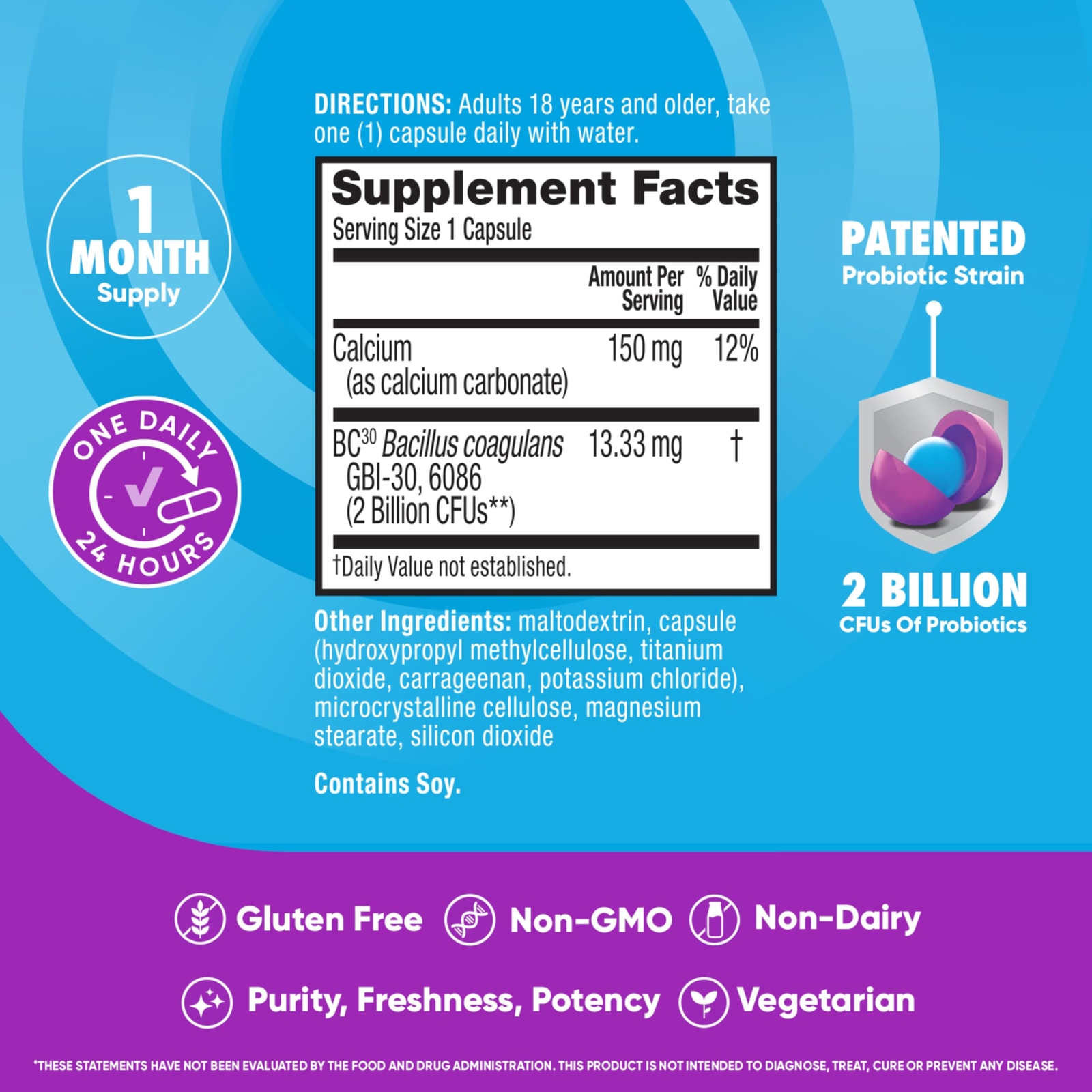 Digestive Advantage Daily Probiotics 30 Count Immune and Digestive Support Ca…