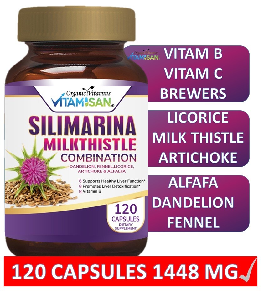Naturals 3 PACK Milk Thistle Silimarina 120 Capsules Made in USA organic vitamin
