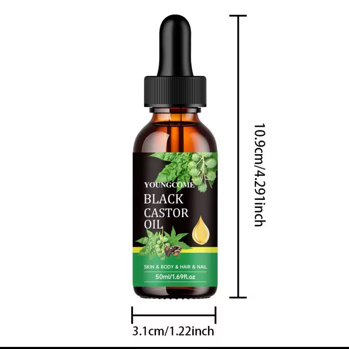 60ml Organic Black Castor Oil – Hair Growth, Strengthens Hairline, Skin & Body.