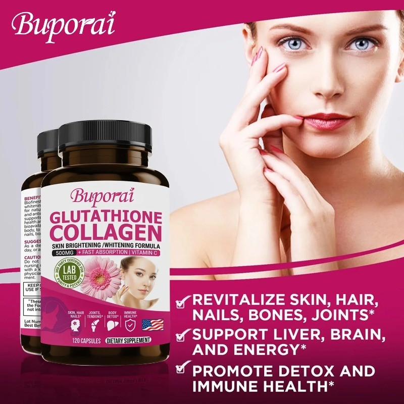 Glutathione and Collagen 120pcs,Anti-aging, Smooth and Firm Skin,Reduce Wrinkles
