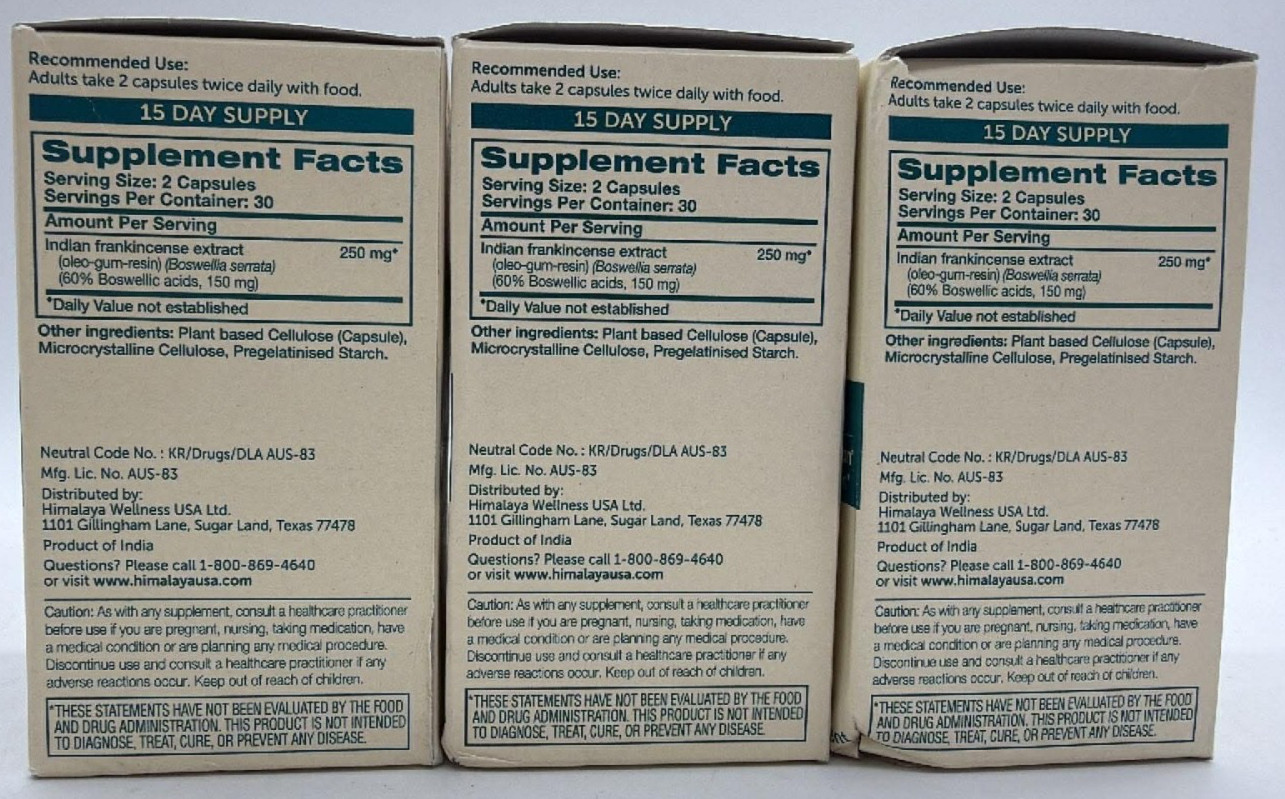 3PK Himalaya Boswellia ~ 60 Capsules EACH ~ EXP 1/27+ ~ SEALED ~ READ