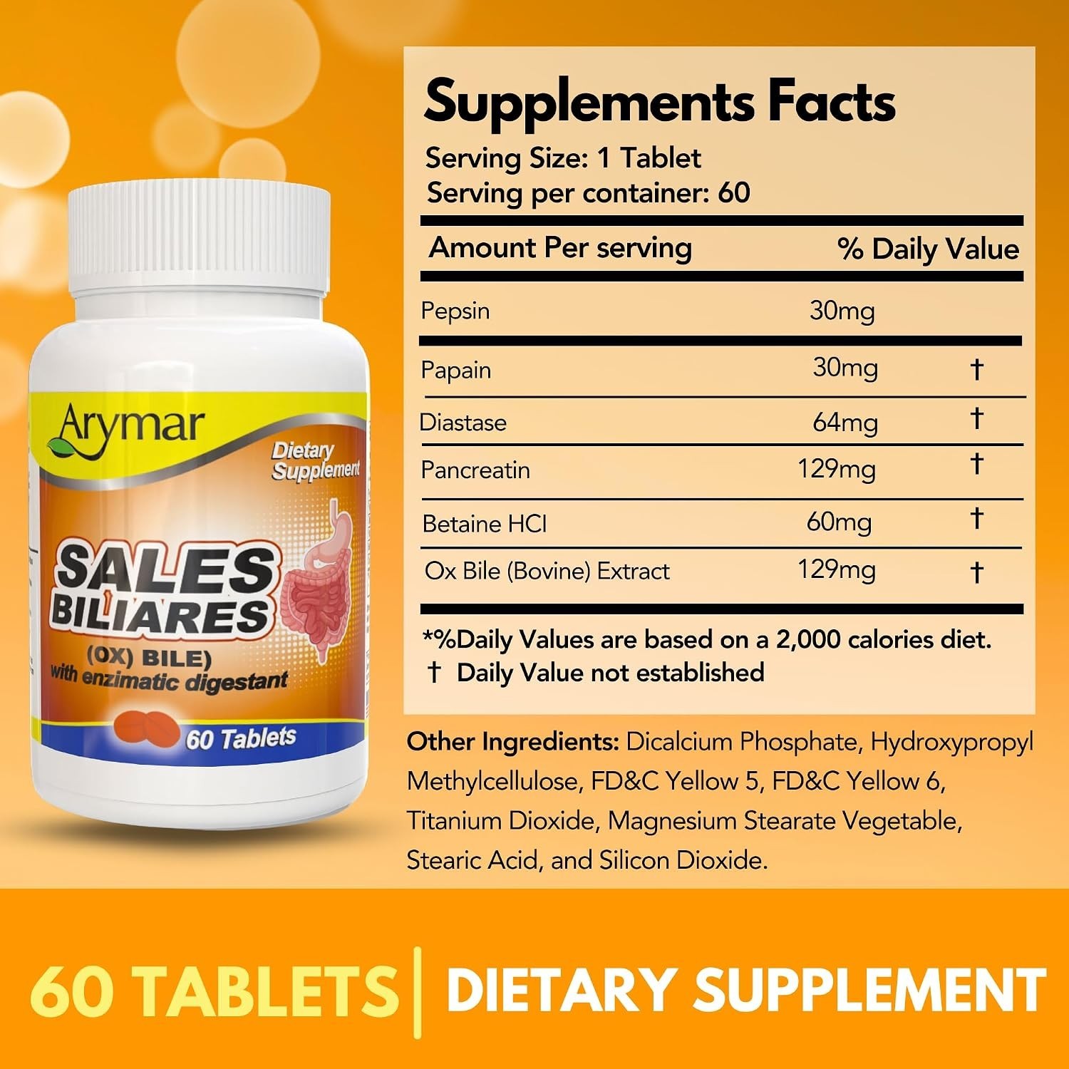 Sales Biliares Ox Bile with Digestive Enyzmes 60 Tabs