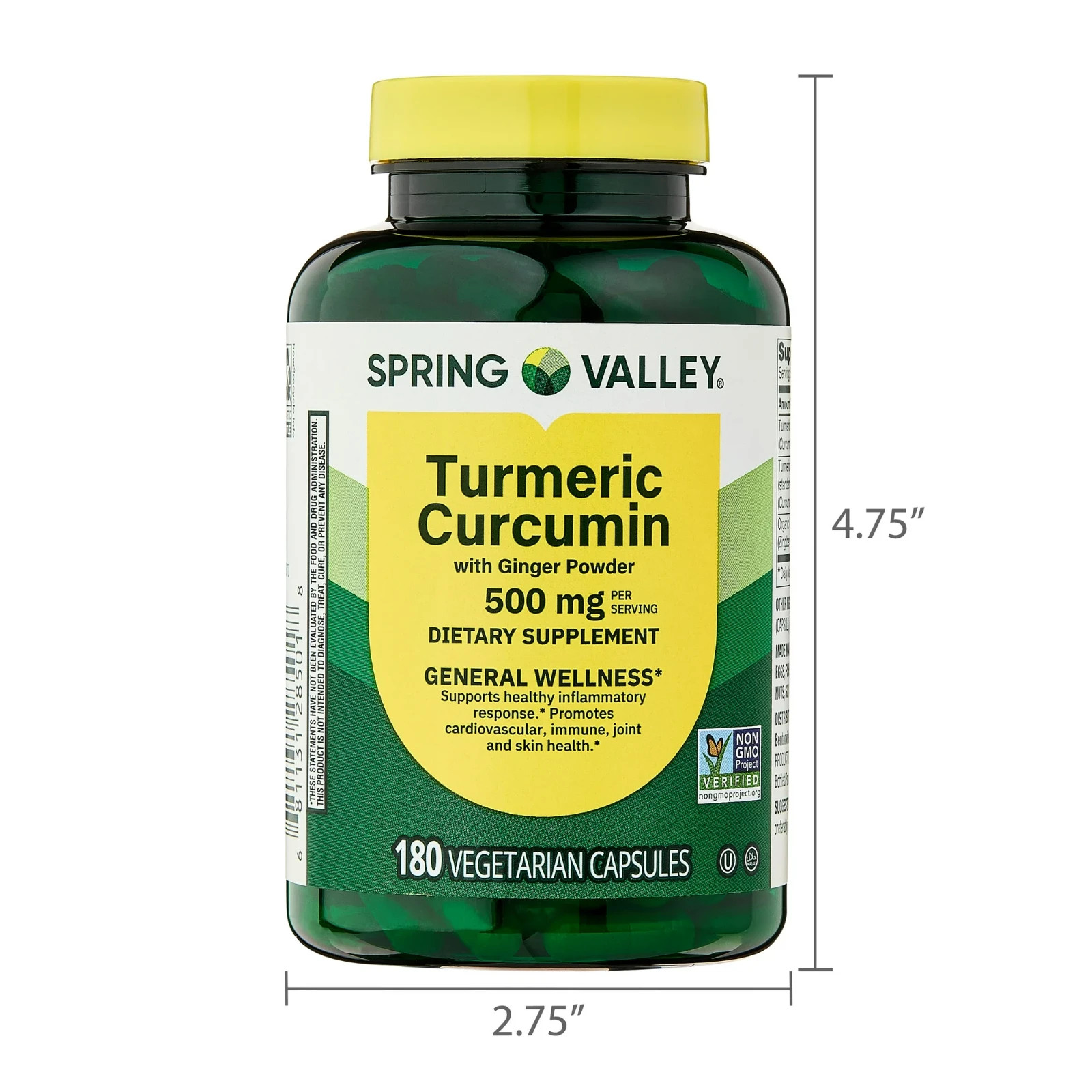 Spring Valley Turmeric Curcumin with Ginger Powder DietarySupplement 500mg 180ct