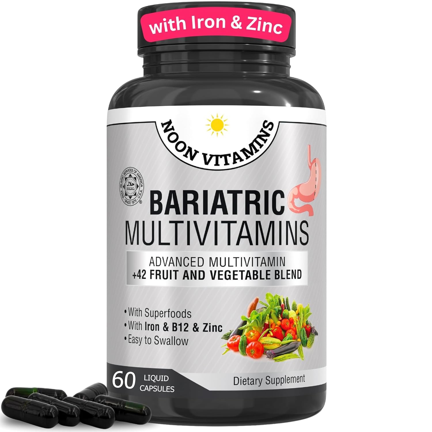 Bariatric Multivitamin with Iron for Men Women 42 Superfood Blend All-In-One