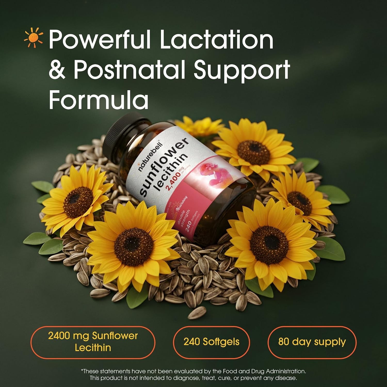 Cold Pressed Sunflower Lecithin 2400mg Softgels NatureBell Supplement