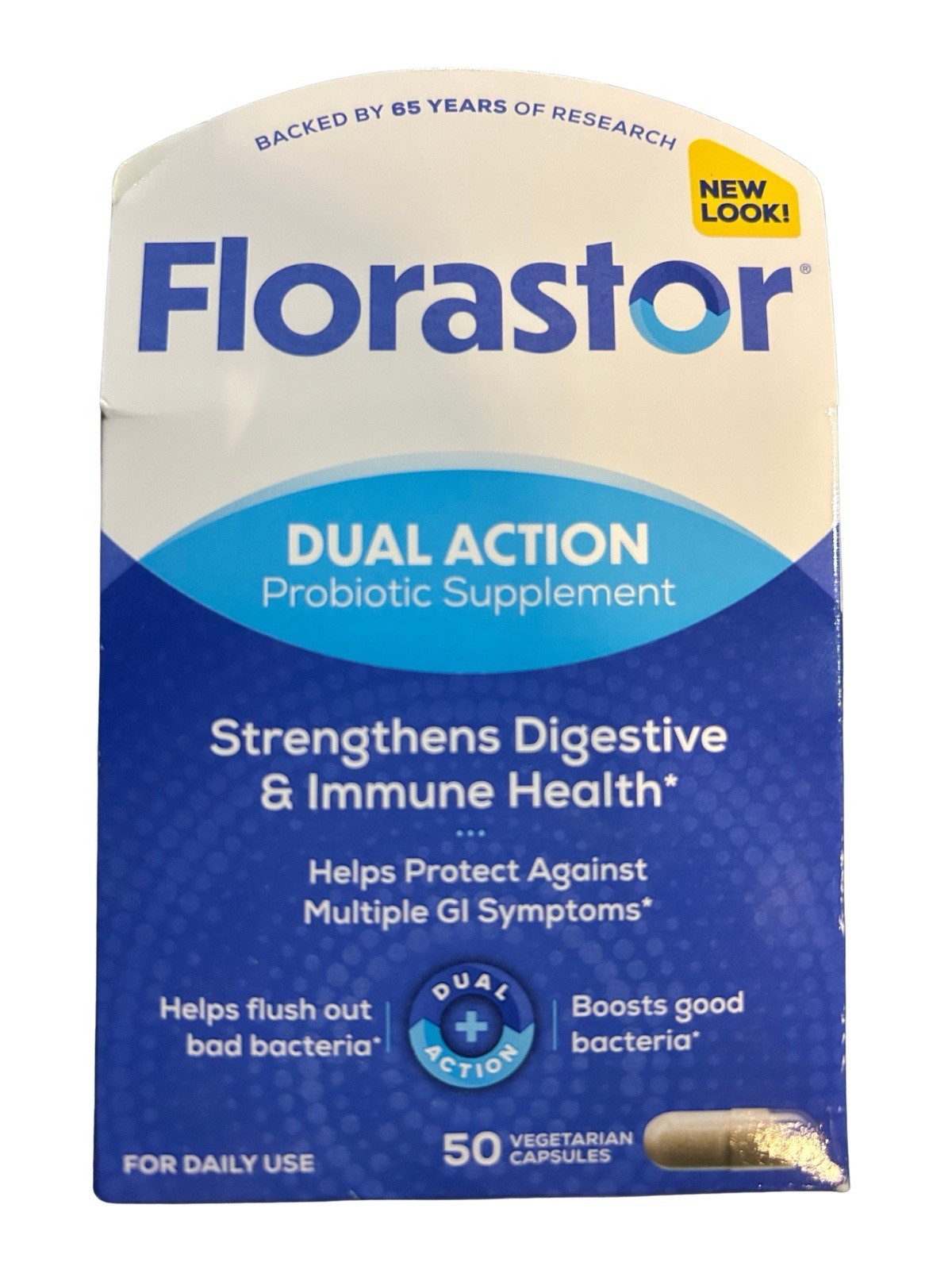 Florastor Dual Action Probiotic Digestive & Immune Health 50 Caps Exp 9/2027