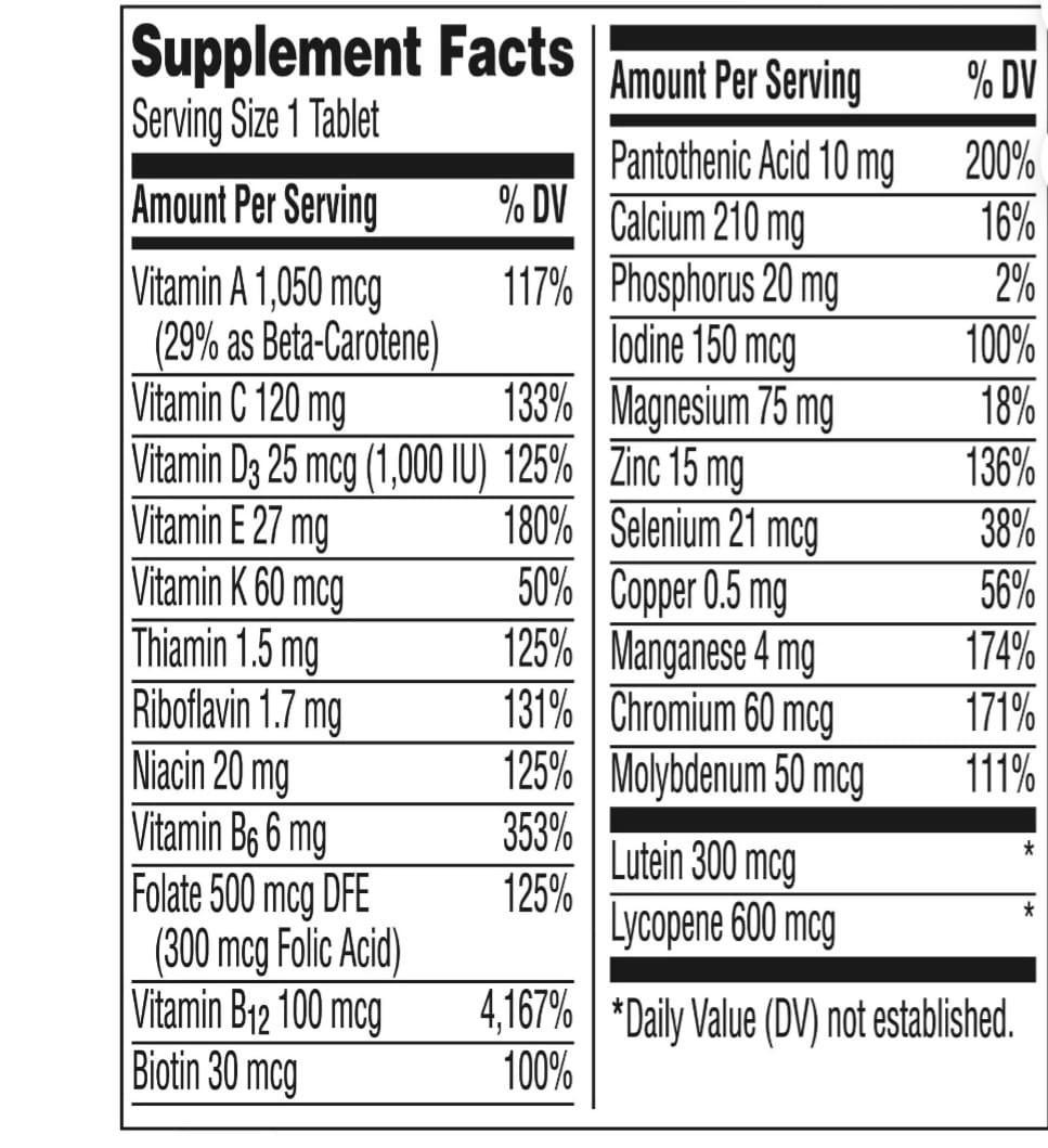 Centrum Silver Men 50+ Multivitamin 100 Tablets Heart Brain Muscle Support