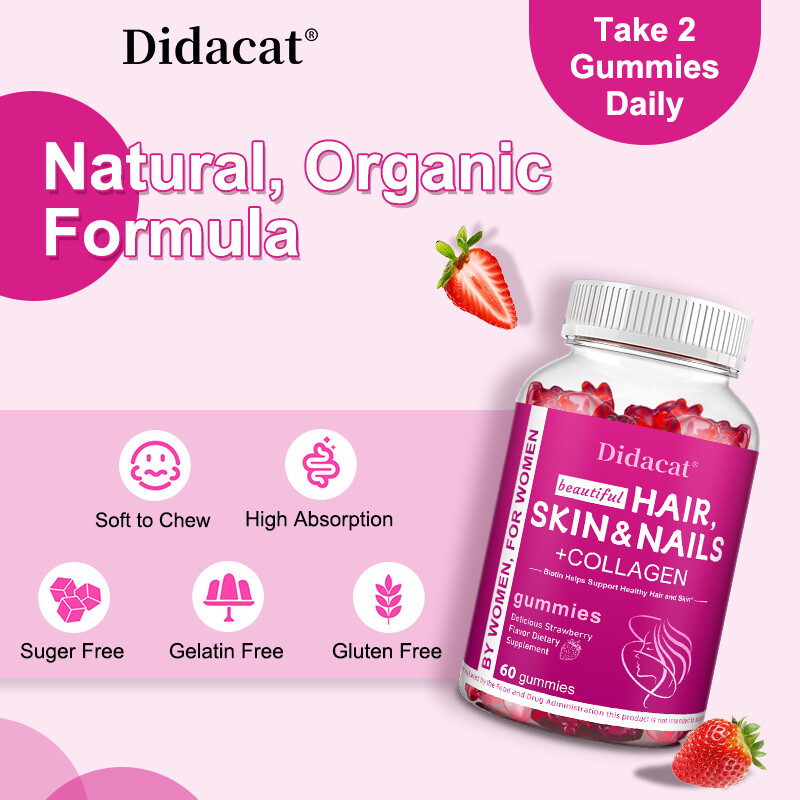 Premium Collagen Peptide Gummies Hydrolyzed for Anti-Aging (Type I, II, III)