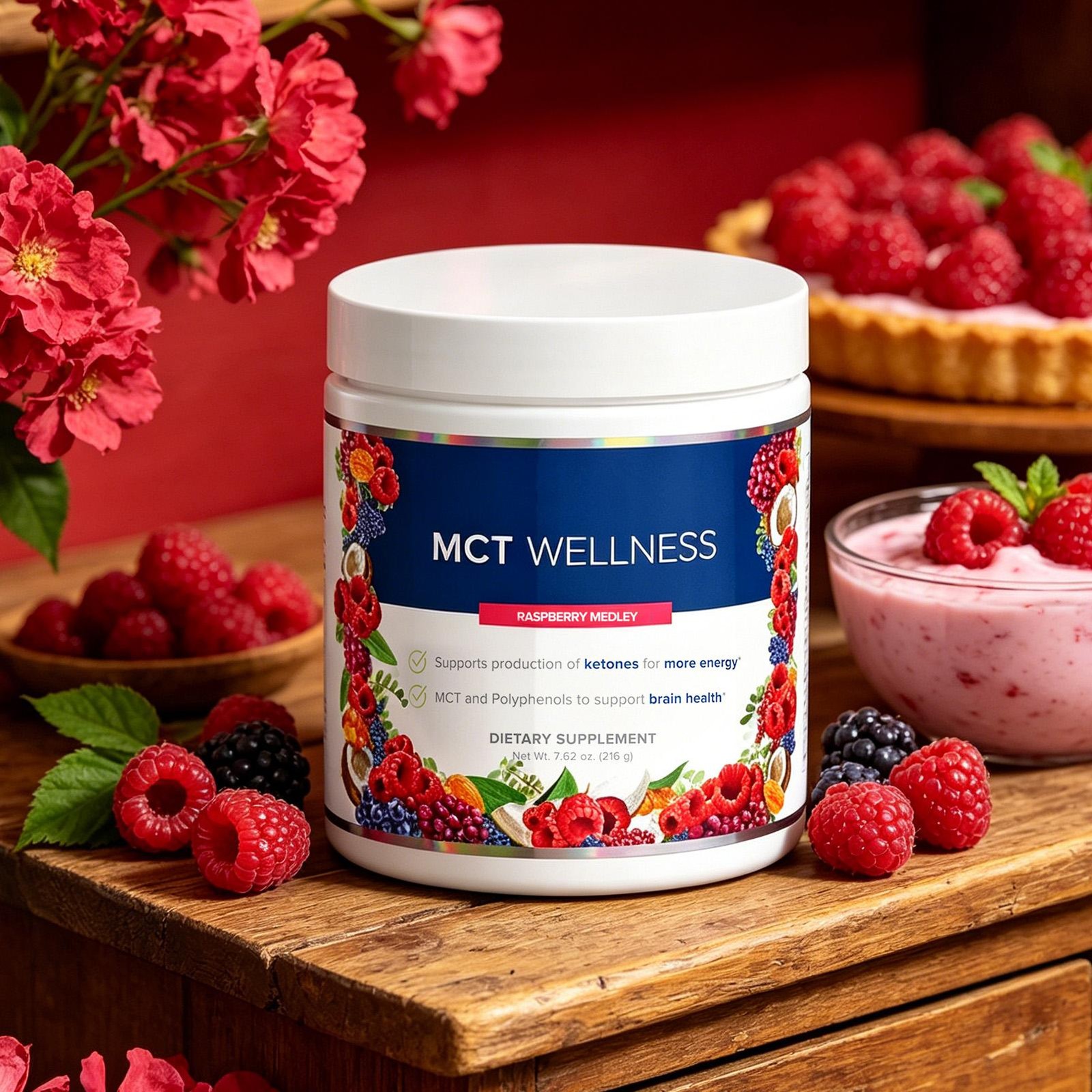 MCT Wellness – Raspberry Flavored Health Powder7.62 Oz – Dietary Supplement