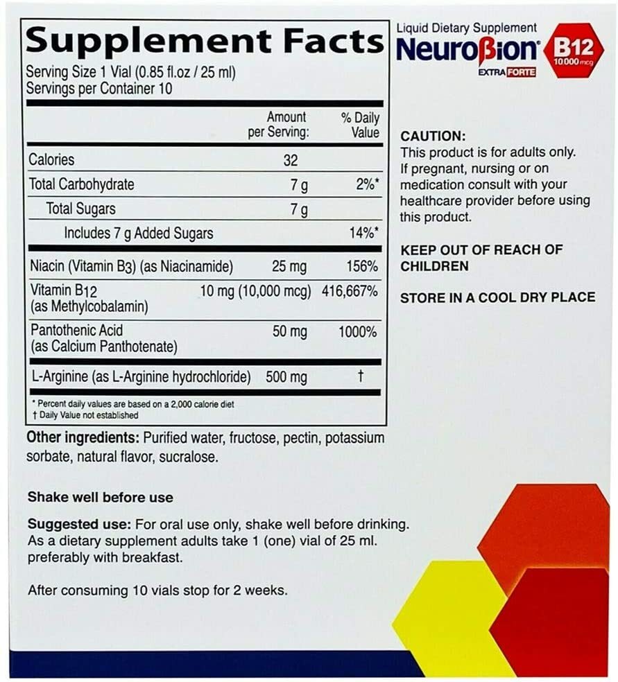 NEUROBION B12 10,000 mcg EXTRA FORTE 10 ORAL VIALS Exp 08/2025