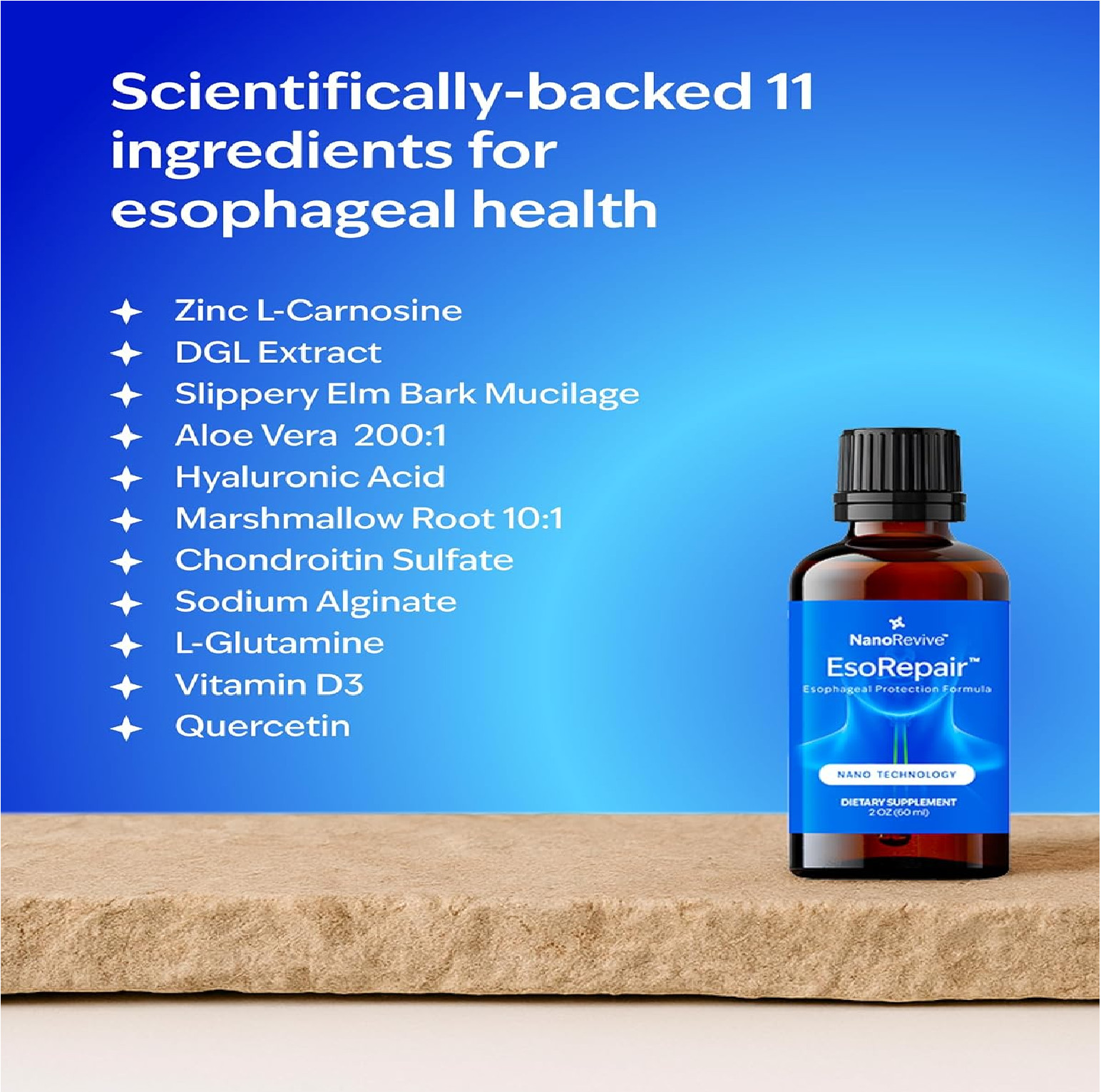 EsoRepair Nano Esophageal Health Supplements for Men & 2 Fl Oz (Pack of 1)