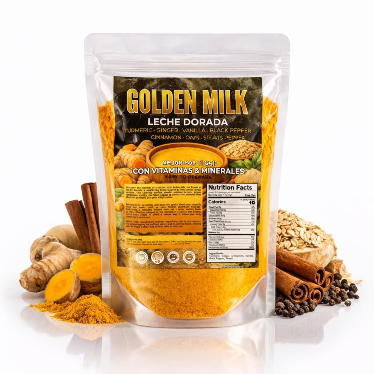 Golden Milk Turmeric Latte Mix 4oz (Leche Dorada) Herbal w/ Turmeric, Ginger