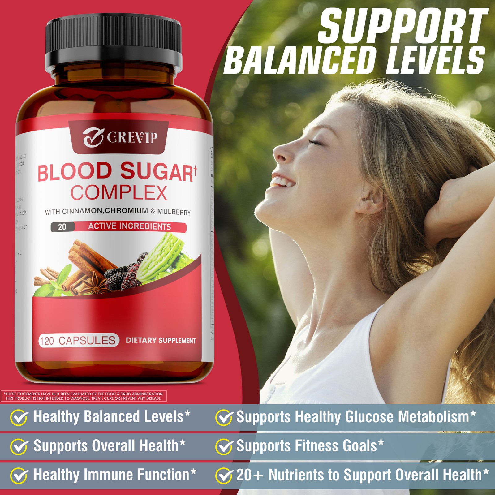 Blood Sugar Complex 120pcs – Promotes Heart and Cardiovascular Health,Metabolism
