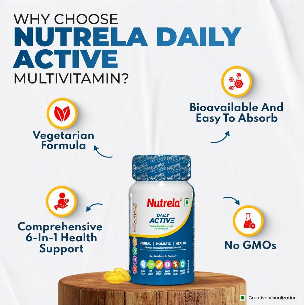 2 x Patanjali Nutrela Daily Active Multivitamin With Mineral & Herbal, 60 Caps