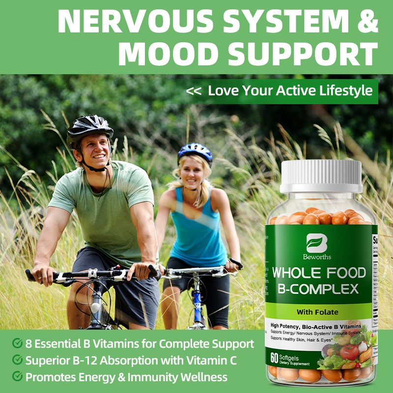 Vitamin B Complex 120 Capsules B1,B2,B3,B5,B6,B7,B9,B12, Immune Support Pills