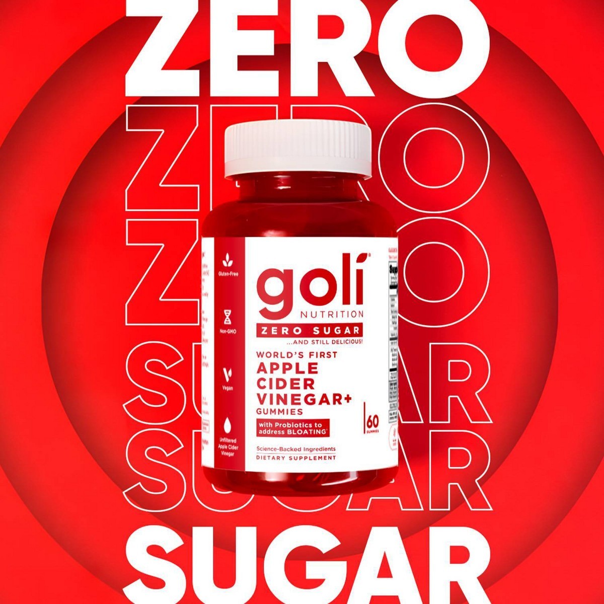Goli Nutrition Apple Cider Vinegar Sugar Free Dietary Supplement Vegan – 60ct
