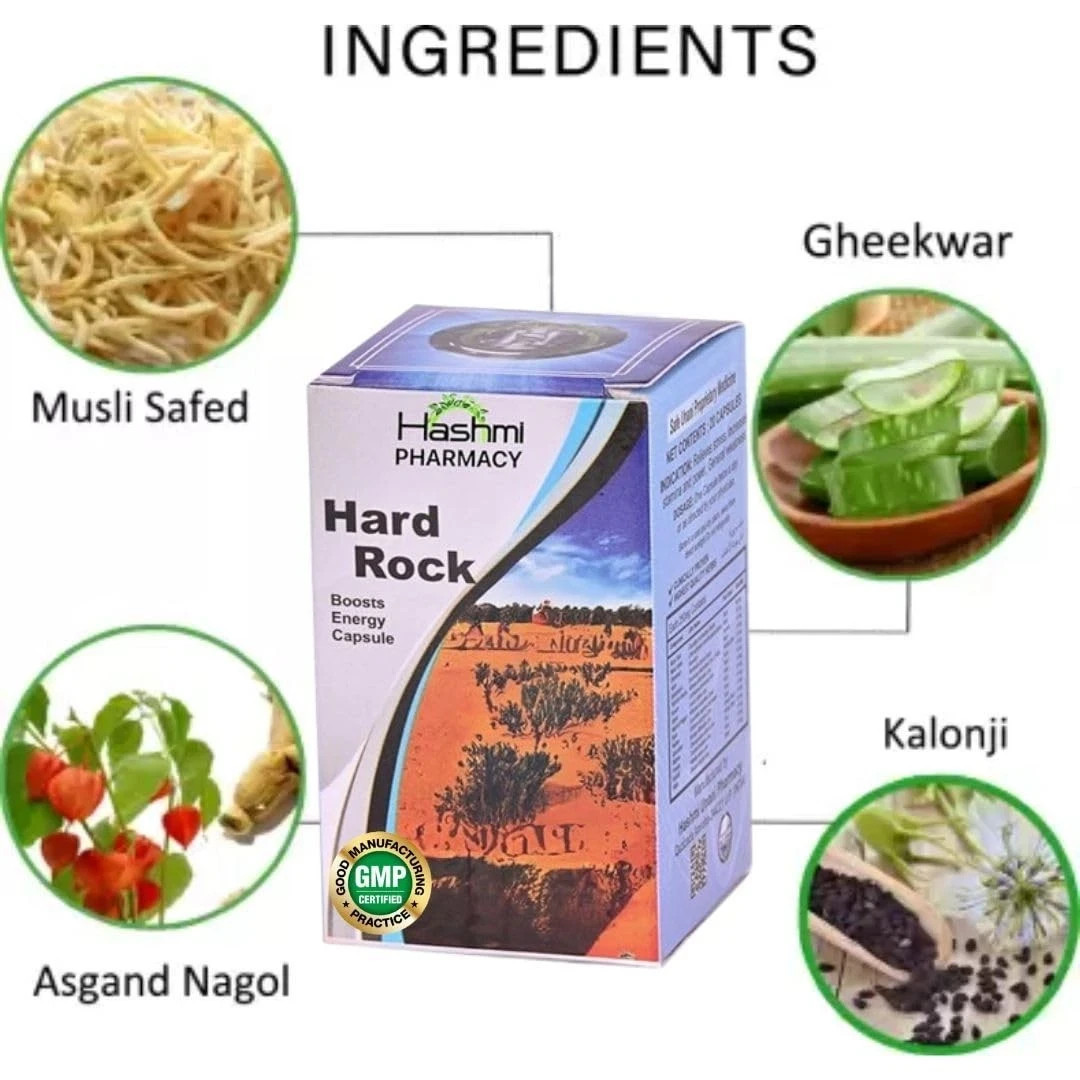 #Hard Rock Herbal Capsules for Men Daily Wellness & Vitality 100% Support XLL