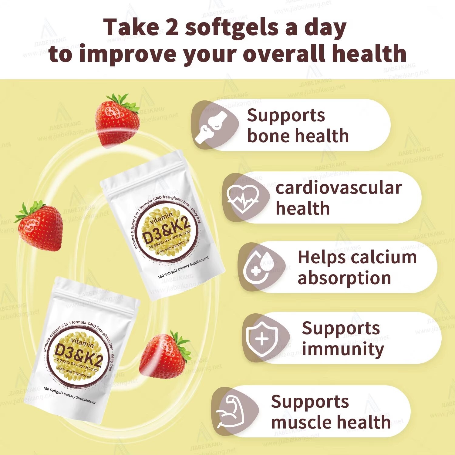 Vitamin D3 10000 iu Plus K2 (MK-7) 200 mcg, 180 Virgin Coconut Oil Softgels