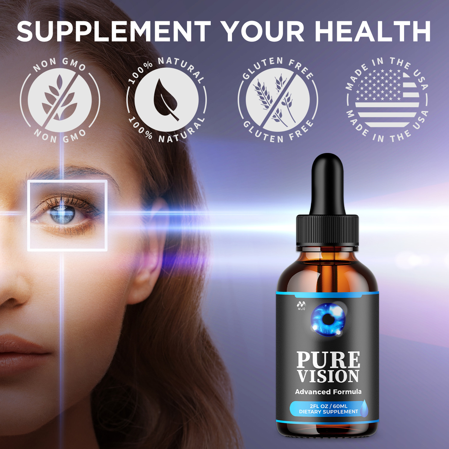 (3 Pack) Pure Vision Drops Support for Healthy Eye Function PureVision 90 Servs