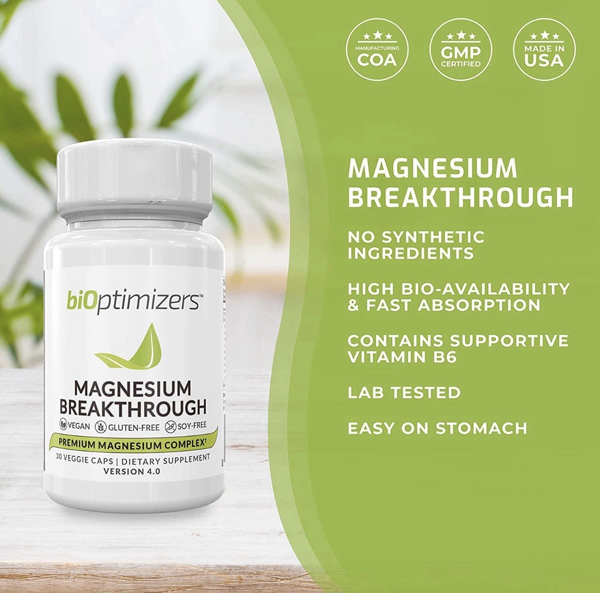 Bioptimizers Magnesium Breakthrough 4 ~ 7 essential forms 30 capsules 250mg ea