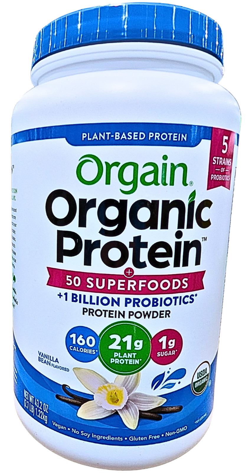 Orgain Organic Protein & Superfoods Vanilla Bean Flavor 2.7 Lbs EXP 01/2027