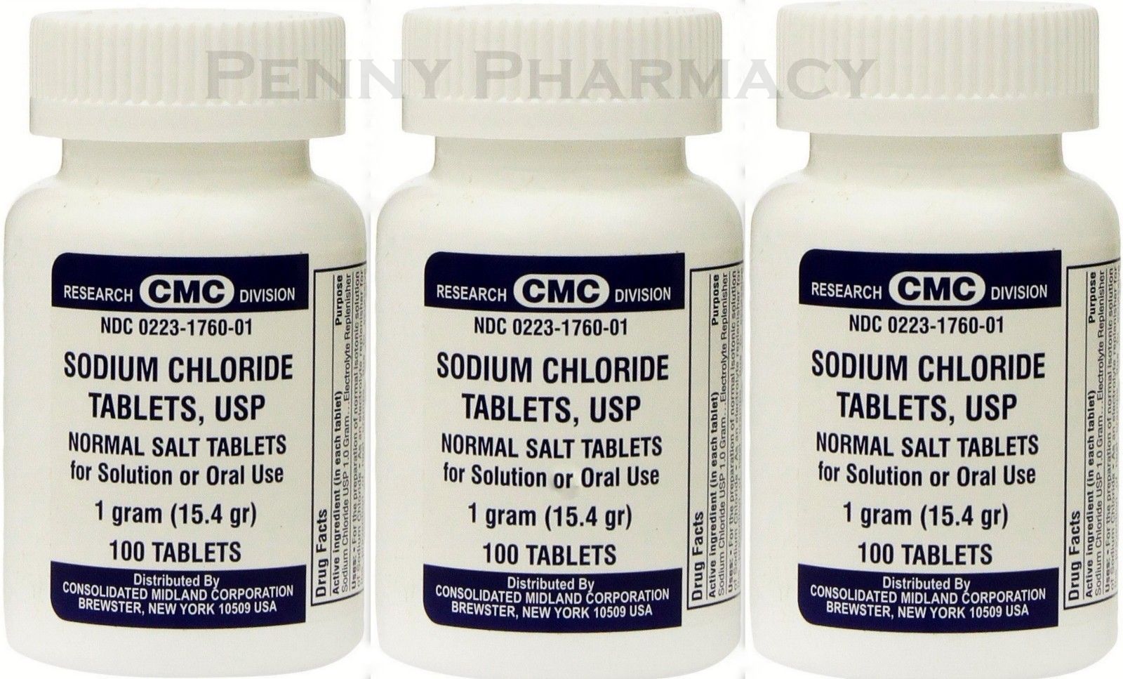 Sodium Chloride Tablets SALT 1GM 100ct ( 3 pack ) FRESH PHARMACY SUPPLY __