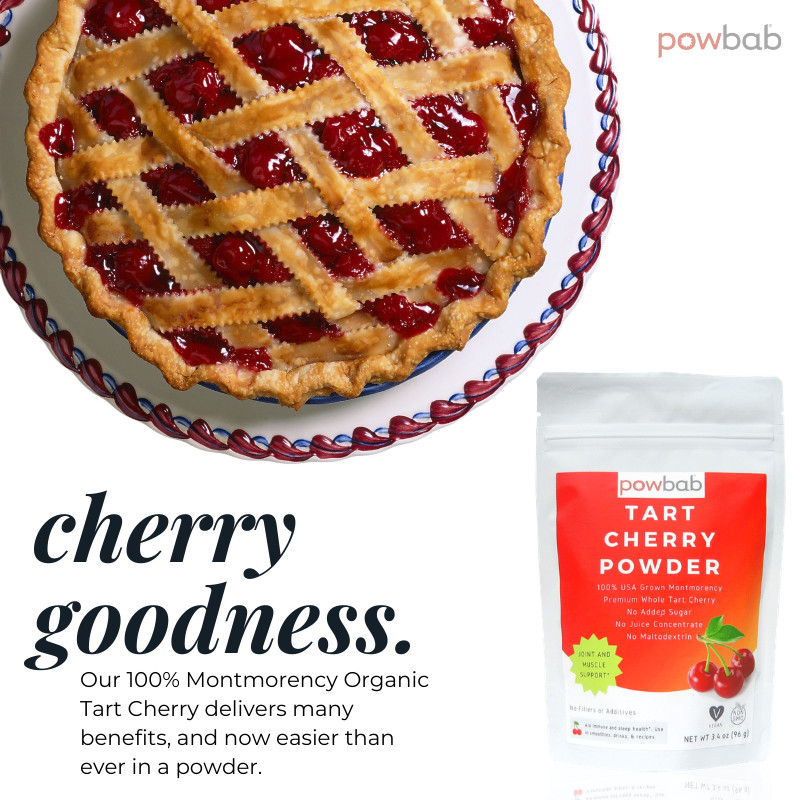 powbab Tart Cherry Powder-100% USA Montmorency Organic Whole Tart Cherry (3.4oz)