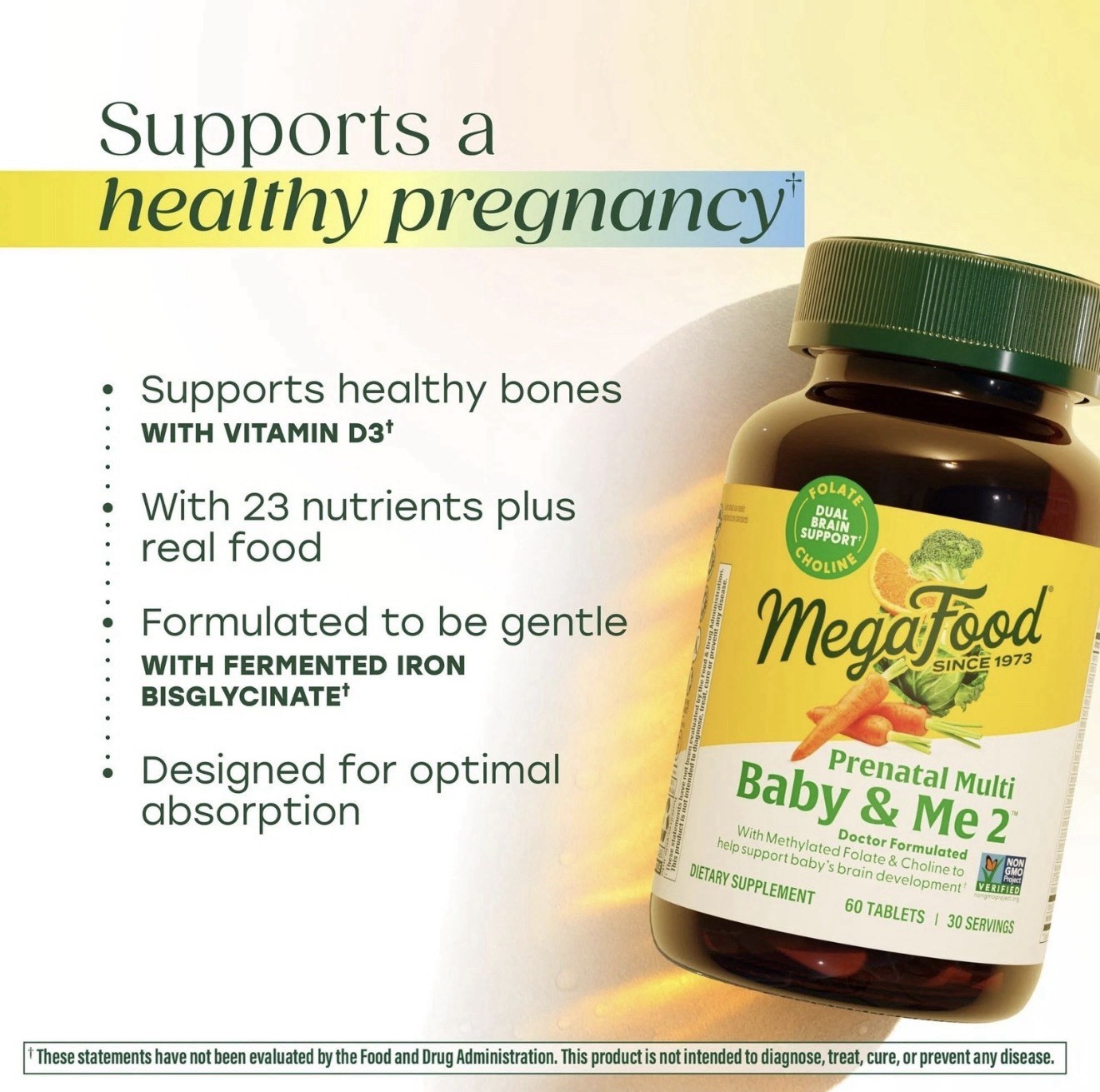 MegaFood Baby & Me 2 Prenatal Vitamins 180 Total Tablets EXP: 06/2026 3 PACK