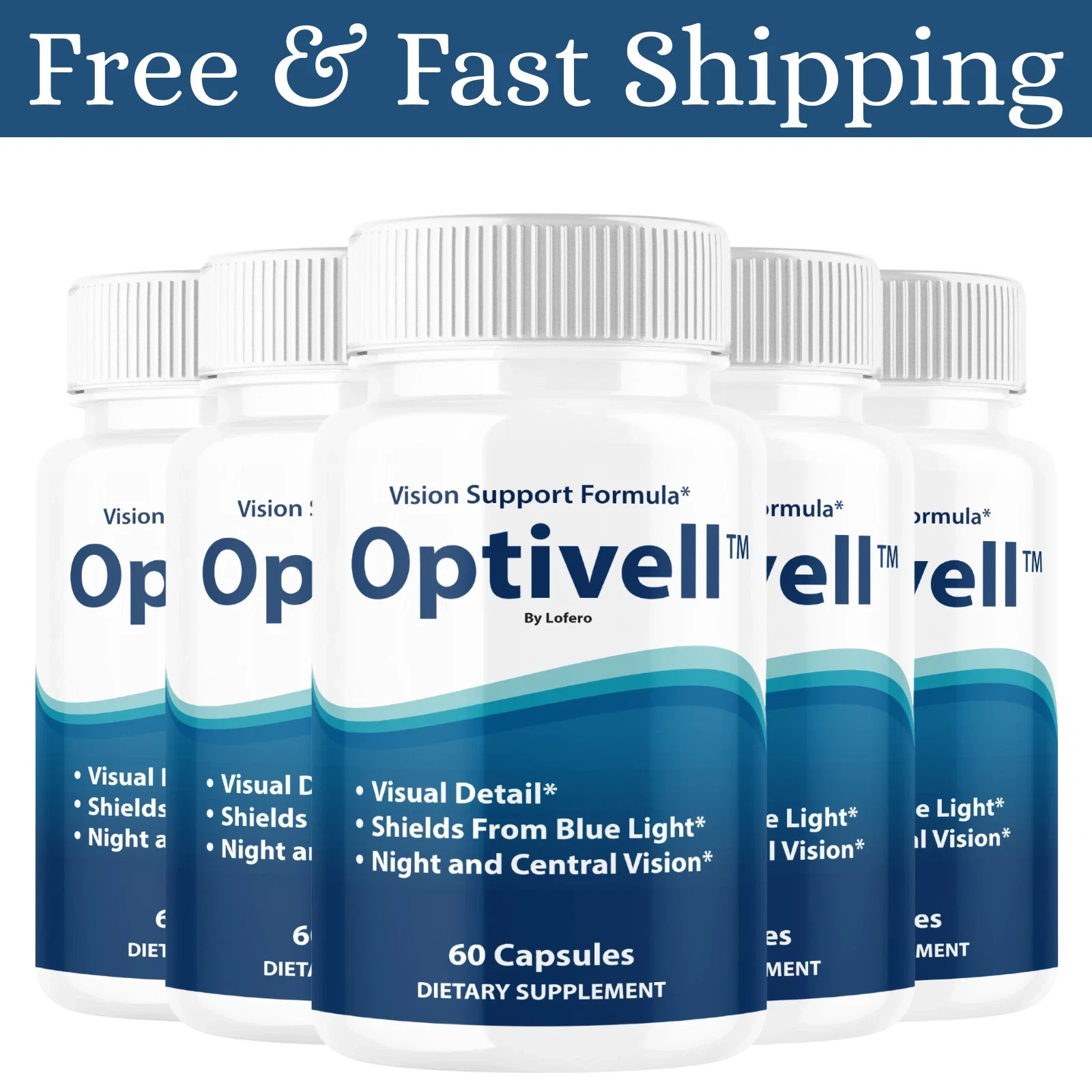 (5 Pack) Optivell Vision Support Formula, Opti Vell Eye Health (300 Capsules)