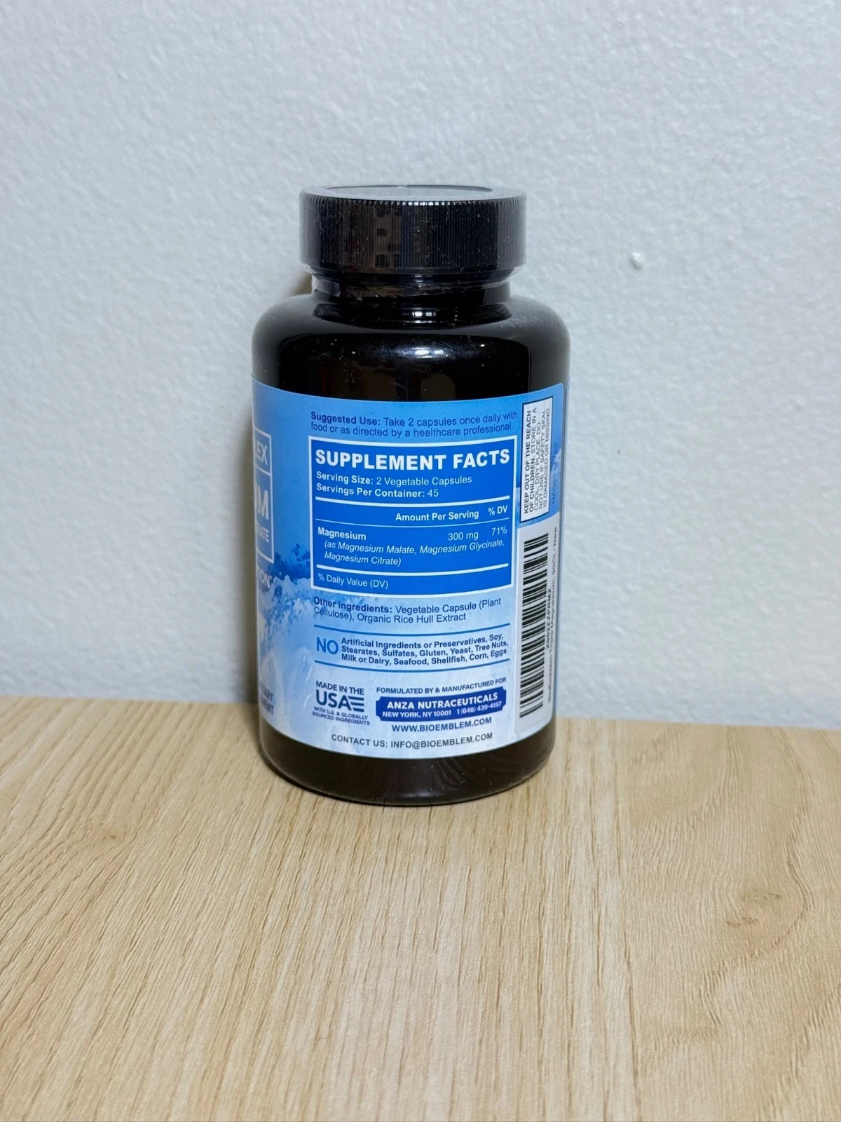 BioEmblem Triple Complex Magnesium 300mg Malate Glycinate Citrate 90 Caps New Se