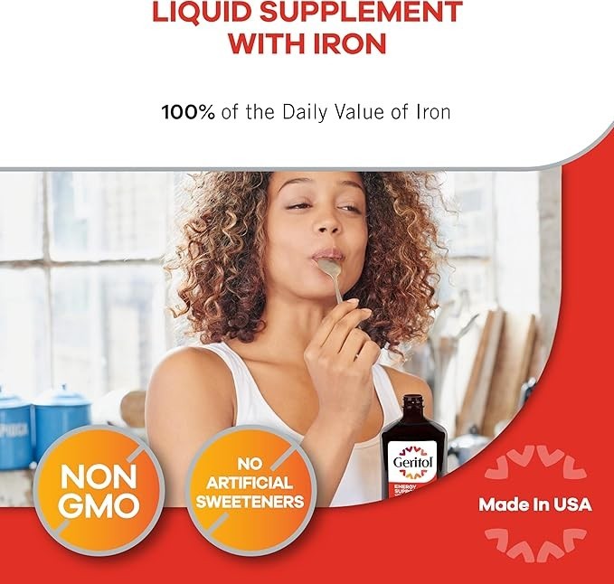 Geritol Liquid Energy Support 12 Fl Oz Pack of 2 High Potency B Vitamins Iron