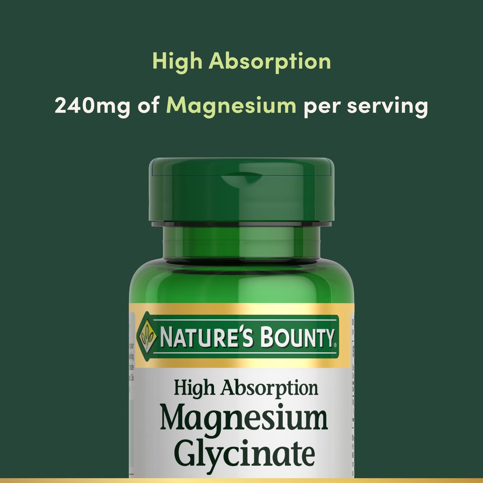 Nature’s Bounty High Absorption Magnesium Glycinate 240 mg 120 Count (Pack Of 1)