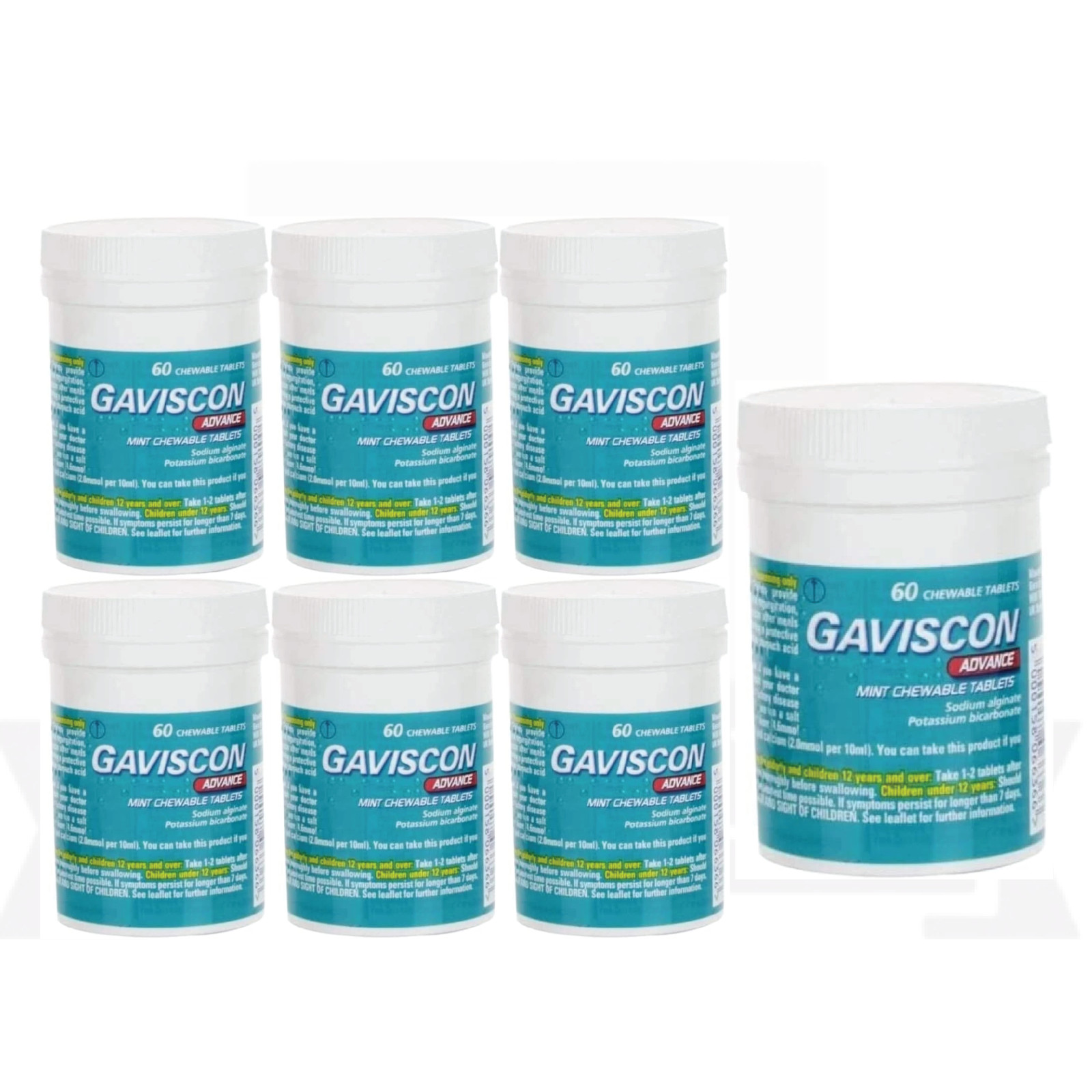Gavi-scon Advance Chewable Mint Tablet 60ct – 7PACK