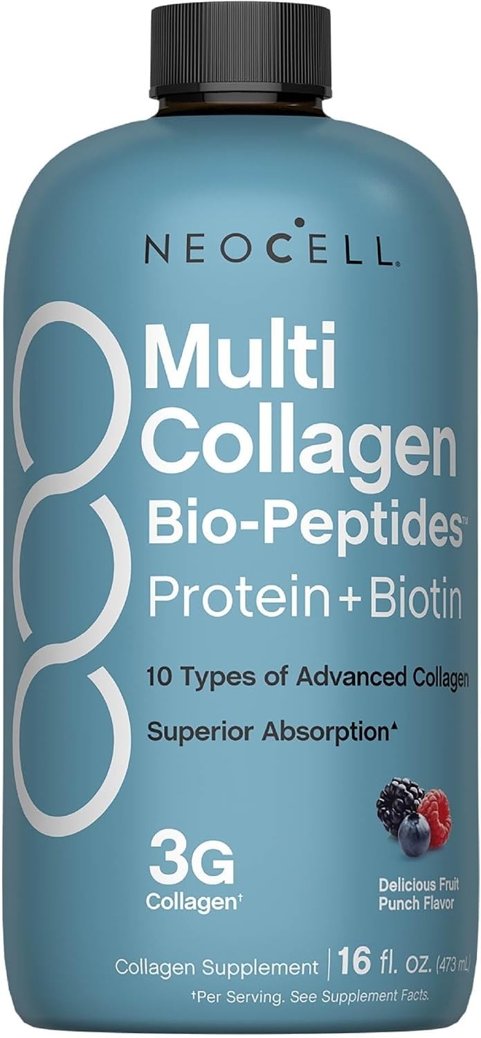 NeoCell Liquid Multi Collagen Peptides | 16 Fl Oz | Protein Plus Biotin | 10 Typ