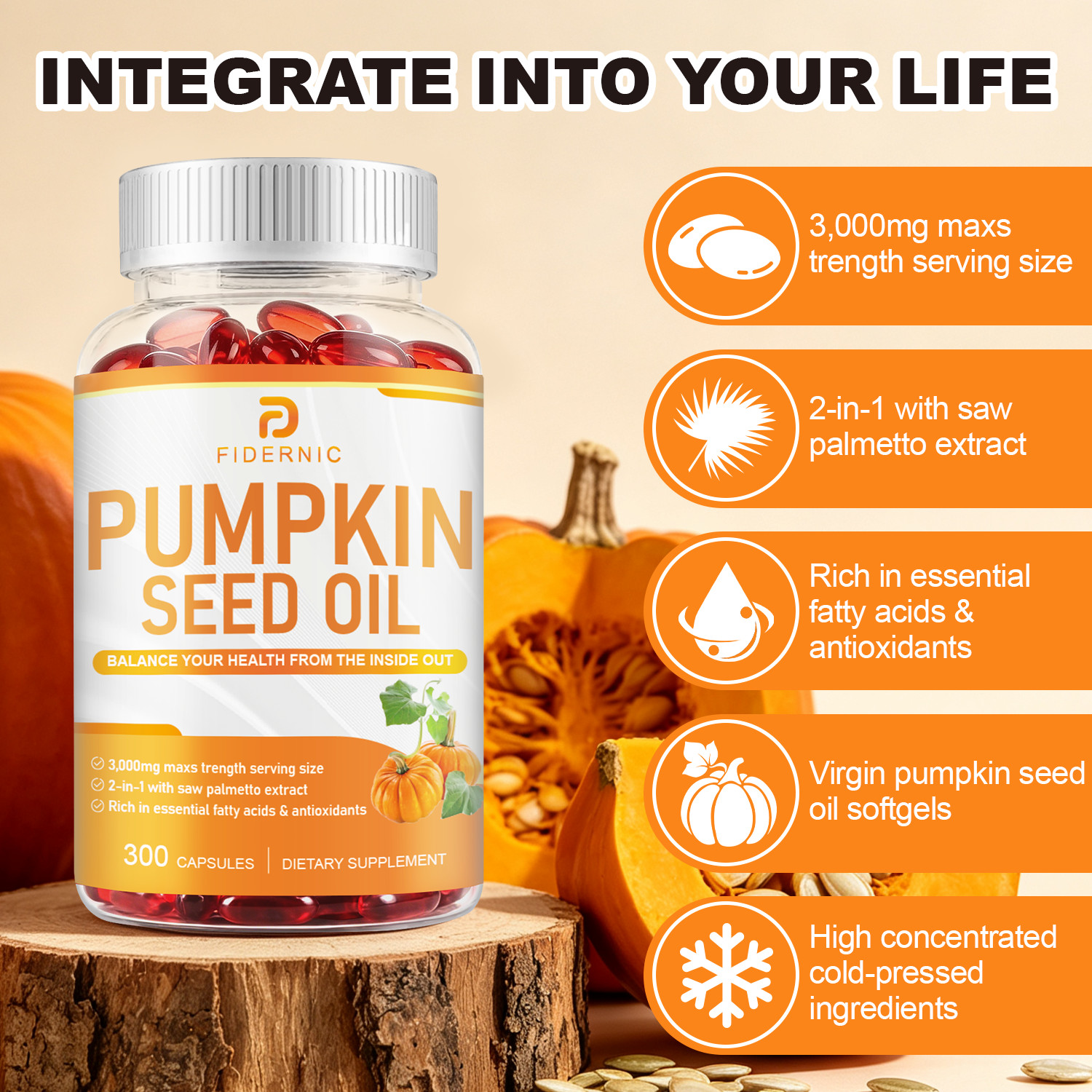 2 Bottle Pumpkin Seed Oil 3000mg Per Serving 300 Capsules Dietary Supplement