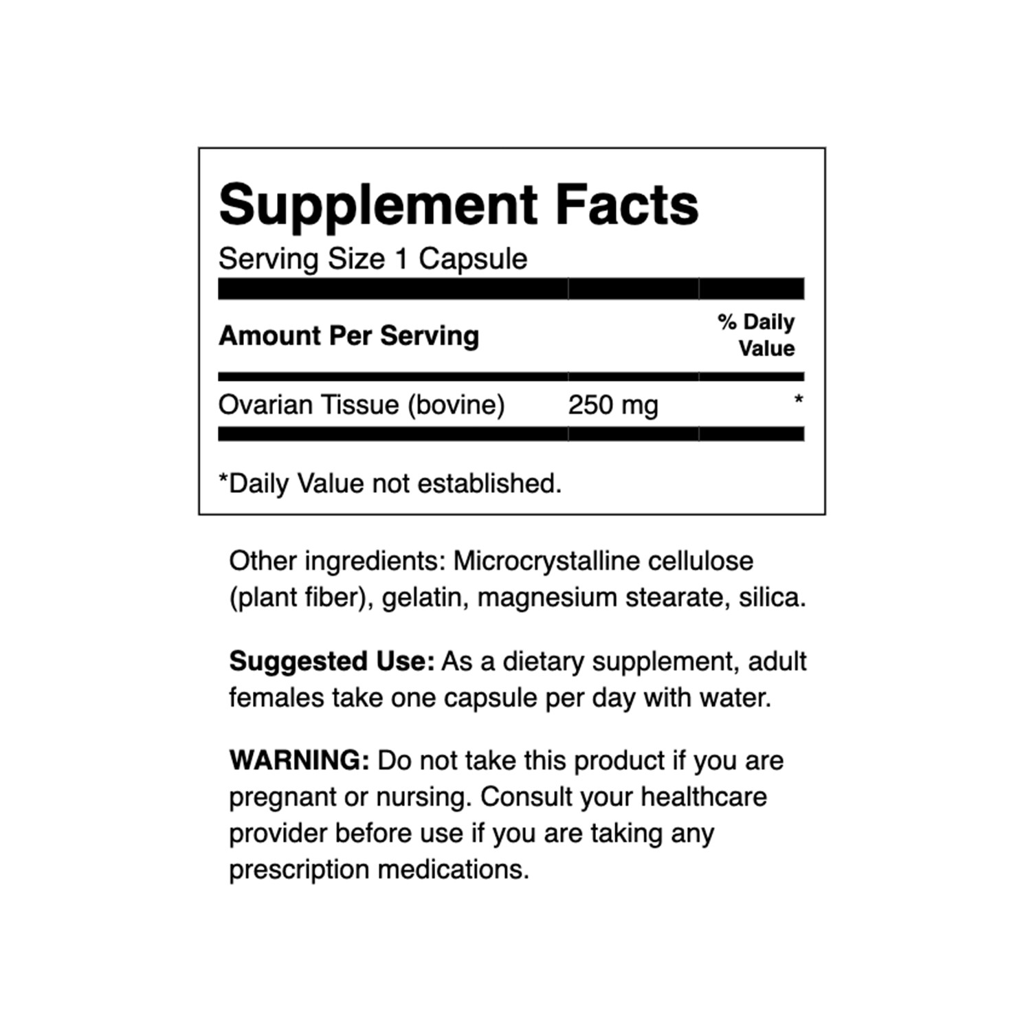 Swanson Ovarian Glandular Capsules, 250 mg, 60 Count