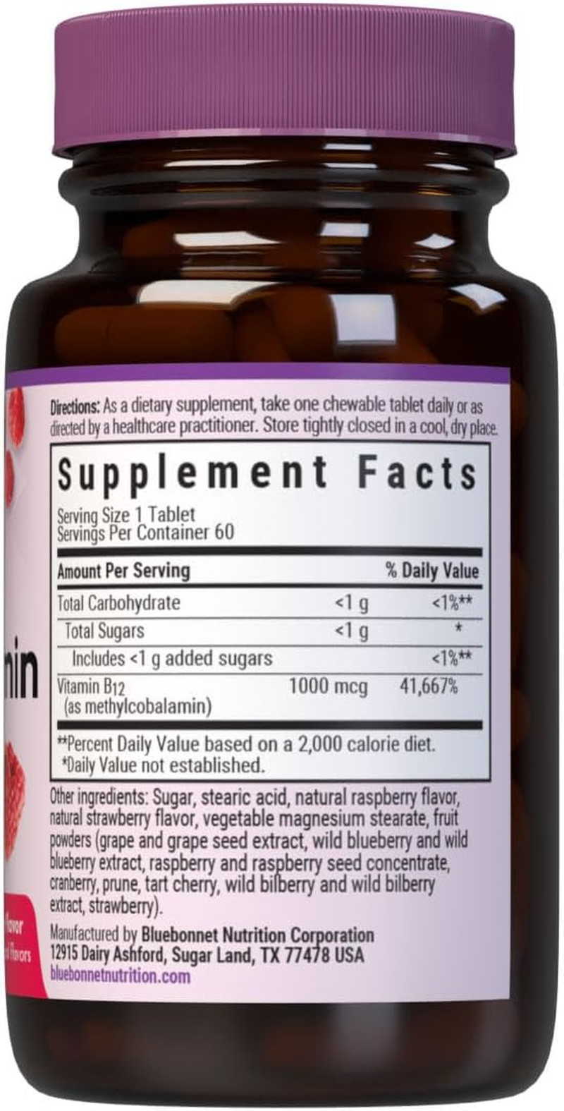 Earthsweet Methylcobalamin Chewable Tablets, Natural Raspberry, 60 C
