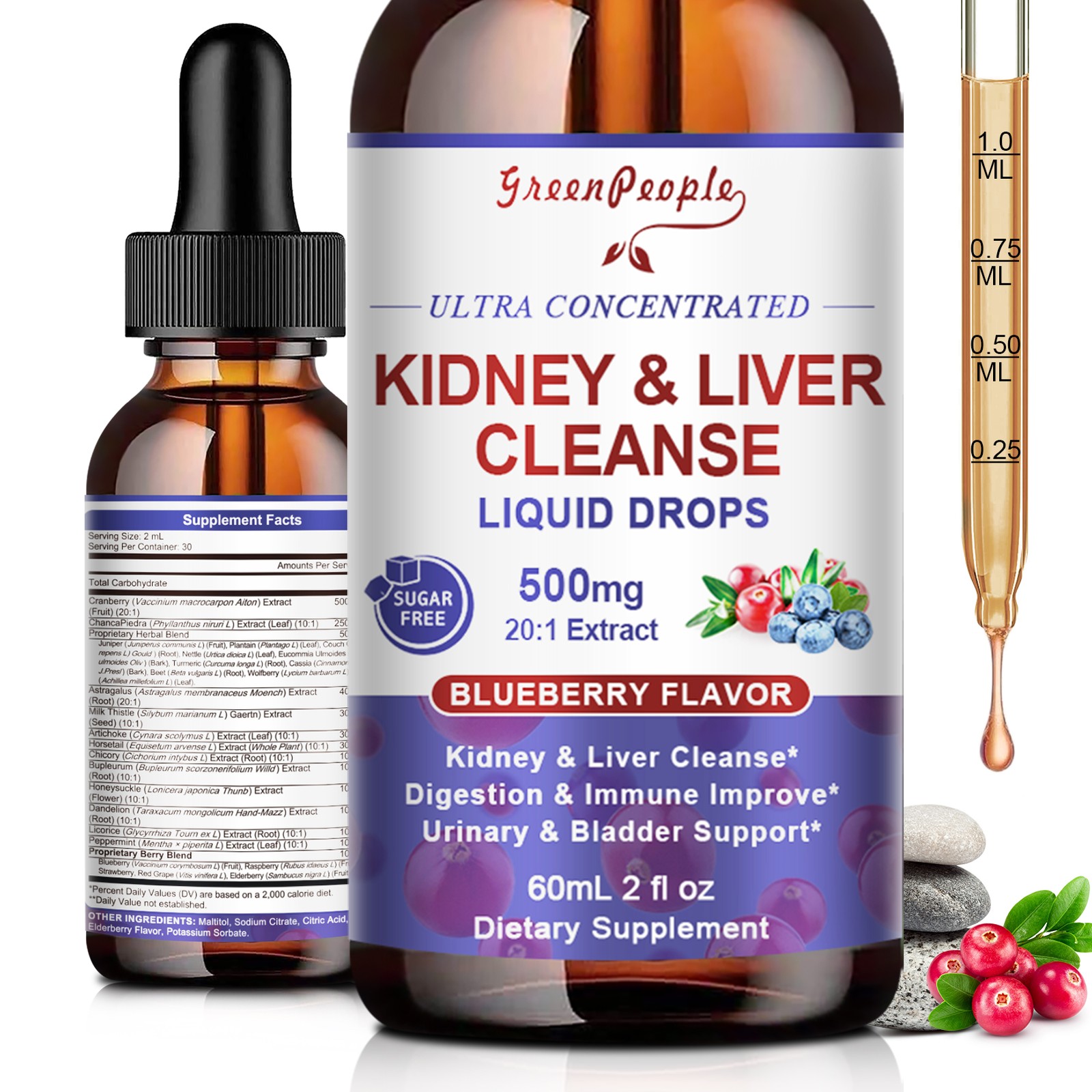 2 Pack Kidney Cleanse Detox & Repair Drop Vegan Kidney Support Alcohol-Free
