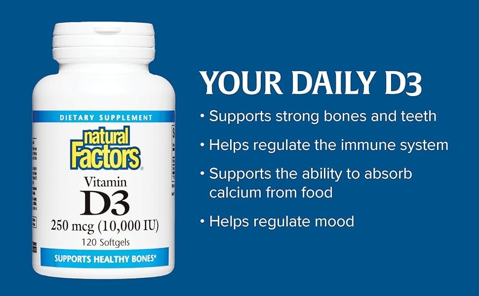 Natural Factors Vitamin D3 250 mcg 10,000 IU 120 caps